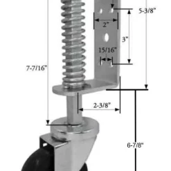 4" Black Rubber Spring-Loaded Gate Caster