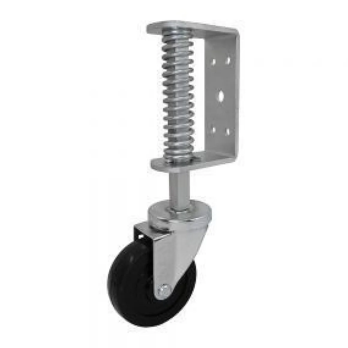 4" Black Rubber Spring-Loaded Gate Caster