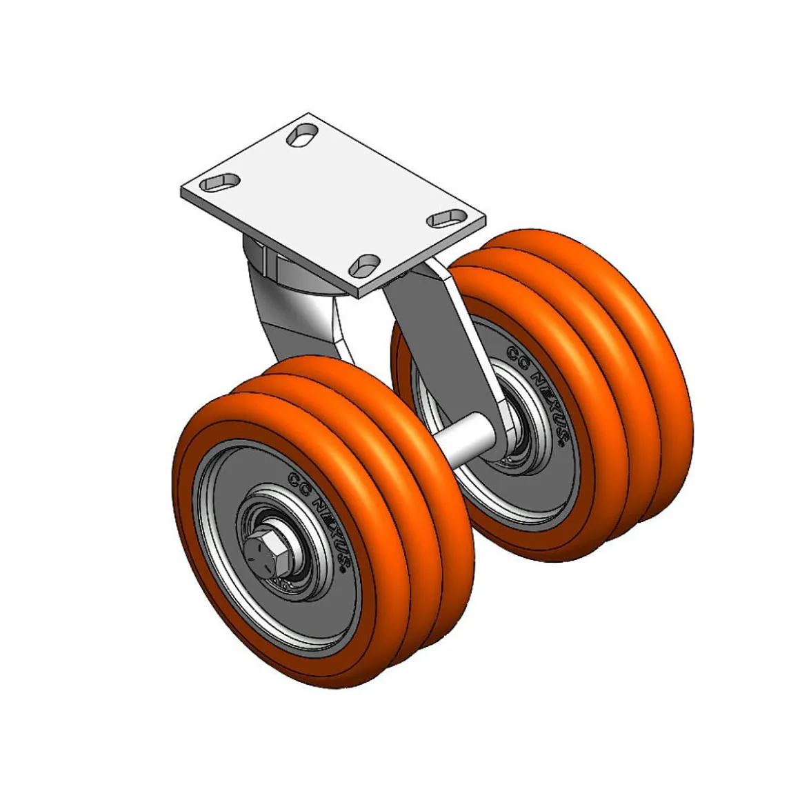 8" CC Nexus Heavy Duty Kingpinless Outrigger-Style Swivel Caster - 4-1/2" X 6-1/4" top plate