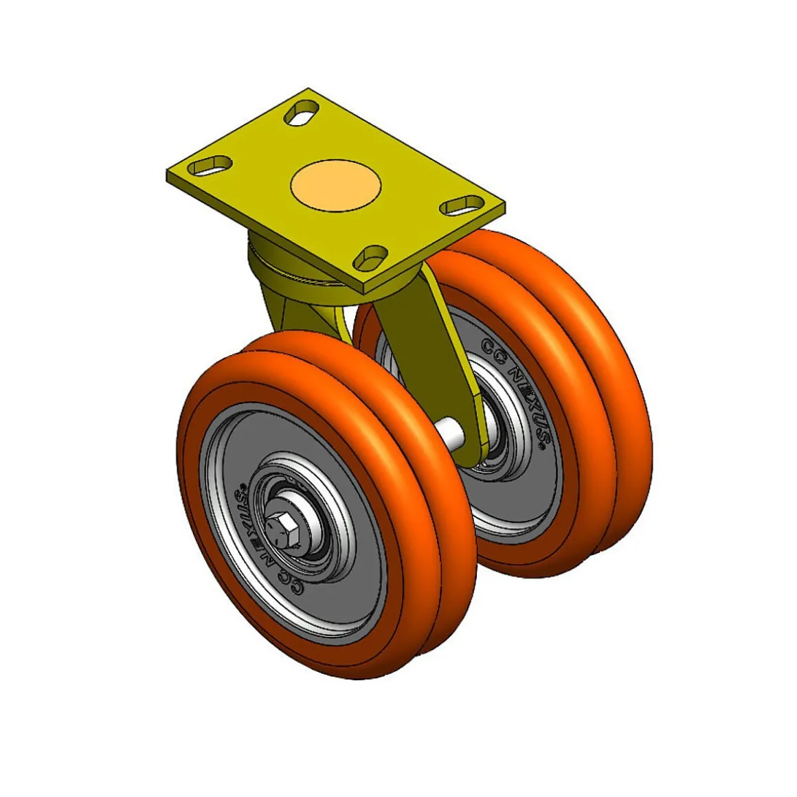 8" CC Nexus Heavy Duty Maintenance-Free Outrigger-Style Swivel Caster - 4-1/2" X 6-1/4" top plate