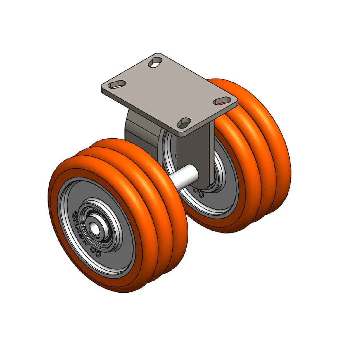 8" CC Nexus Heavy Duty Outrigger-Style Rigid Caster - 4-1/2" X 6-1/4" top plate