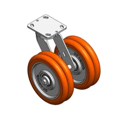8" CC Nexus Kingpinless Outrigger-Style Swivel Caster with Extended Swivel Lead - 4" X 4-1/2" top plate