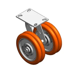 8" CC Nexus Kingpinless Outrigger-Style Swivel Caster - 4-1/2" X 6-1/4" top plate