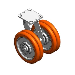 8" CC Nexus Kingpinless Outrigger-Style Swivel Caster - 4" X 4-1/2" top plate