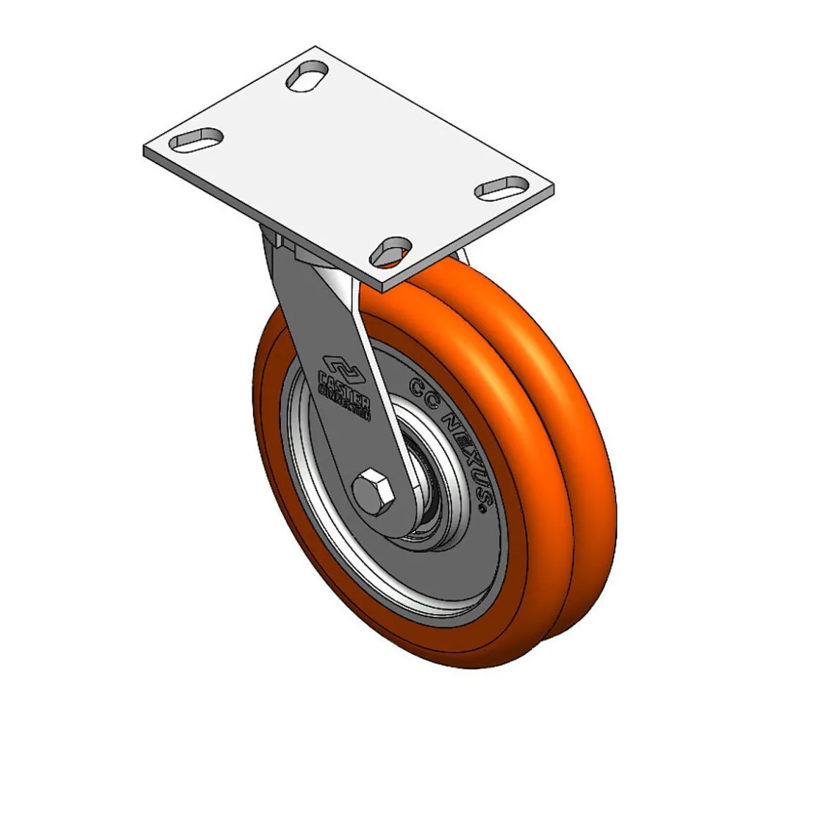 8" CC Nexus Kingpinless Swivel Caster - 4-1/2" X 6-1/4" top plate