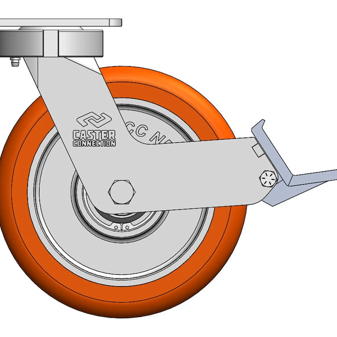 8" CC Nexus Kingpinless Swivel Caster with Built-In Brake - 4" X 4-1/2" top plate