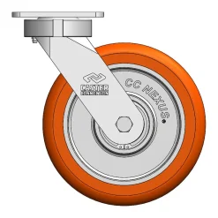 8" CC Nexus Kingpinless Swivel Caster with Extended Swivel Lead - 4" X 4-1/2" top plate