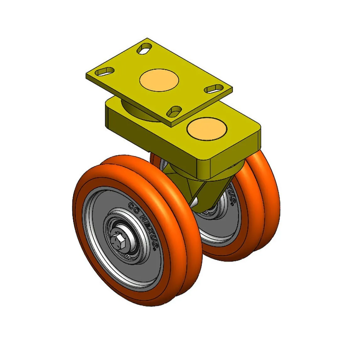 8" CC Nexus Maintenance-Free Outrigger-Style CC Axis Dual-Swivel Caster - 4-1/2" X 6-1/4" top plate