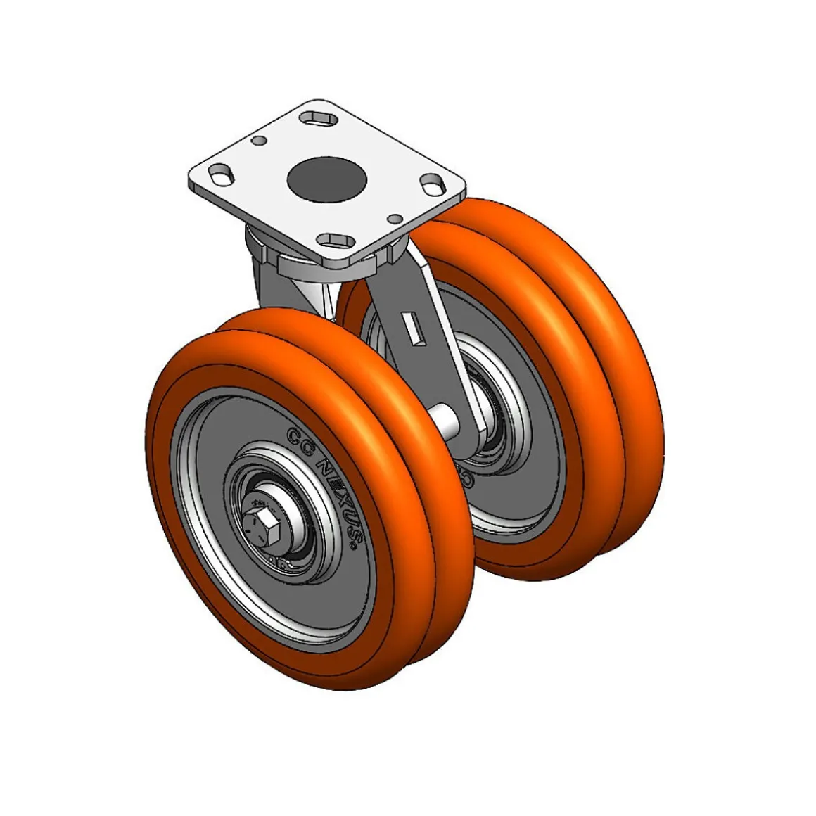 8" CC Nexus Maintenance-Free Outrigger-Style Swivel Caster - 4" X 4-1/2" top plate