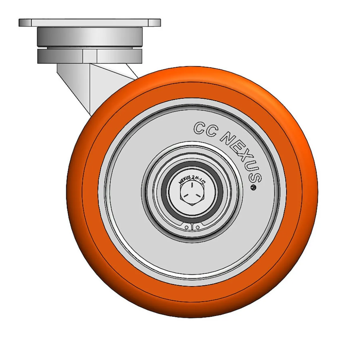 8" CC Nexus Maintenance-Free Outrigger-Style Swivel Caster with Extended Swivel Lead - 4" X 4-1/2" top plate