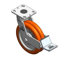 8" CC Nexus Maintenance-Free Swivel Caster with Built-In Brake - 4" X 4-1/2" top plate