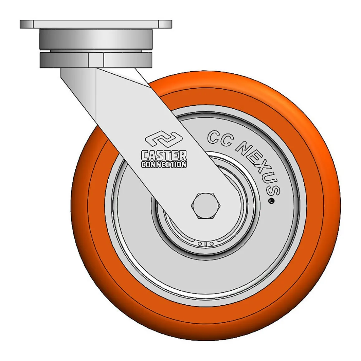 8" CC Nexus Maintenance-Free Swivel Caster with Extended Swivel Lead - 4" X 4-1/2" top plate