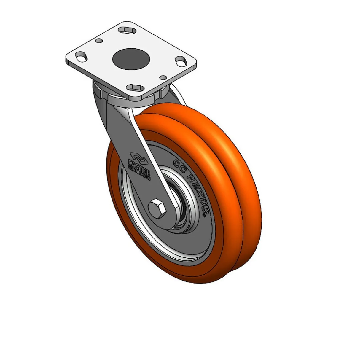 8" CC Nexus Maintenance-Free Swivel Caster with Extended Swivel Lead - 4" X 4-1/2" top plate
