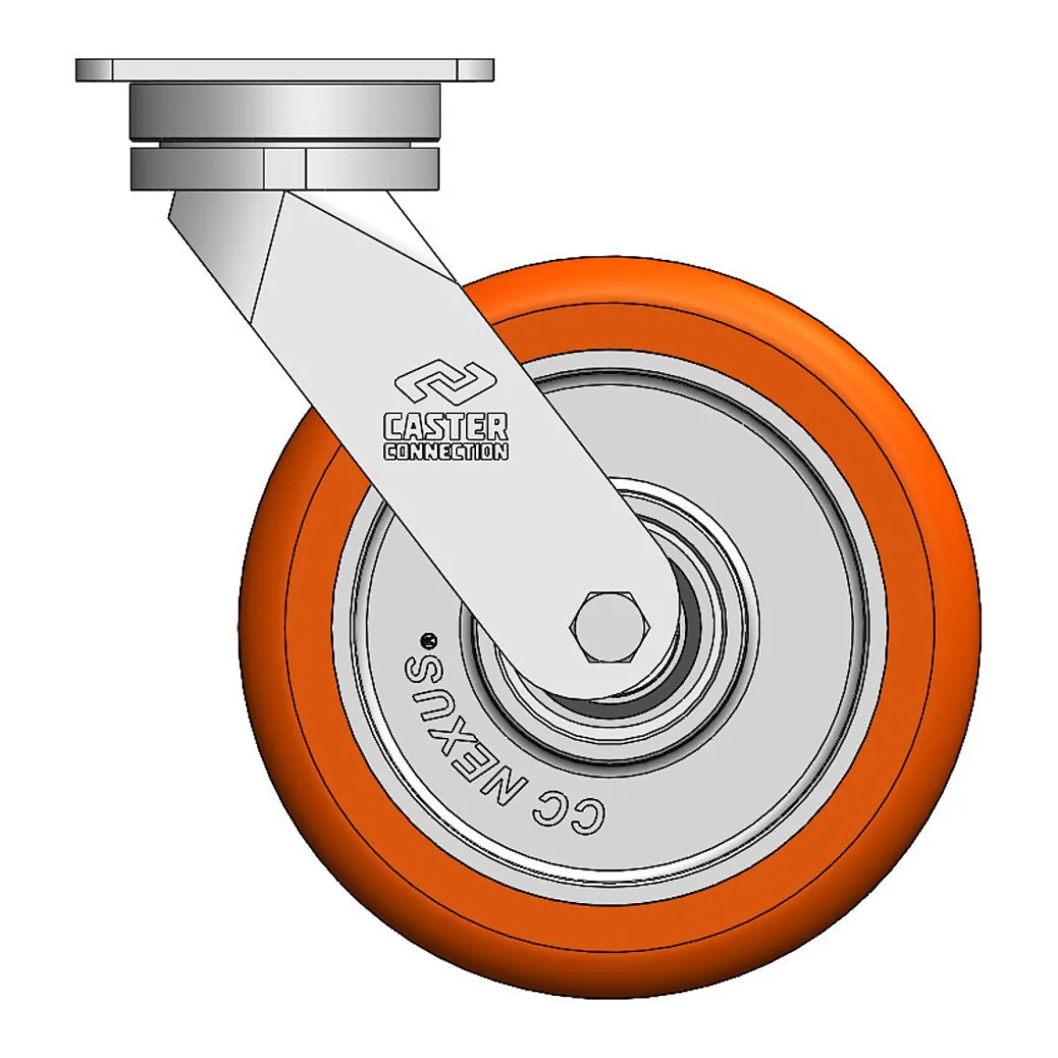 8" CC Nexus Maintenance-Free Swivel Caster with Extended Swivel Lead - 4" X 4-1/2" top plate