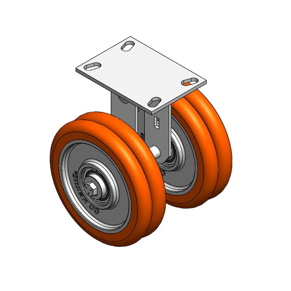 8" CC Nexus Outrigger-Style Rigid Caster - 4-1/2" X 6-1/4" top plate