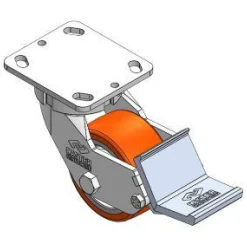 4" CC Stout HD Kingpinless Swivel Caster w/ Extended Swivel Lead and Built in Brake
