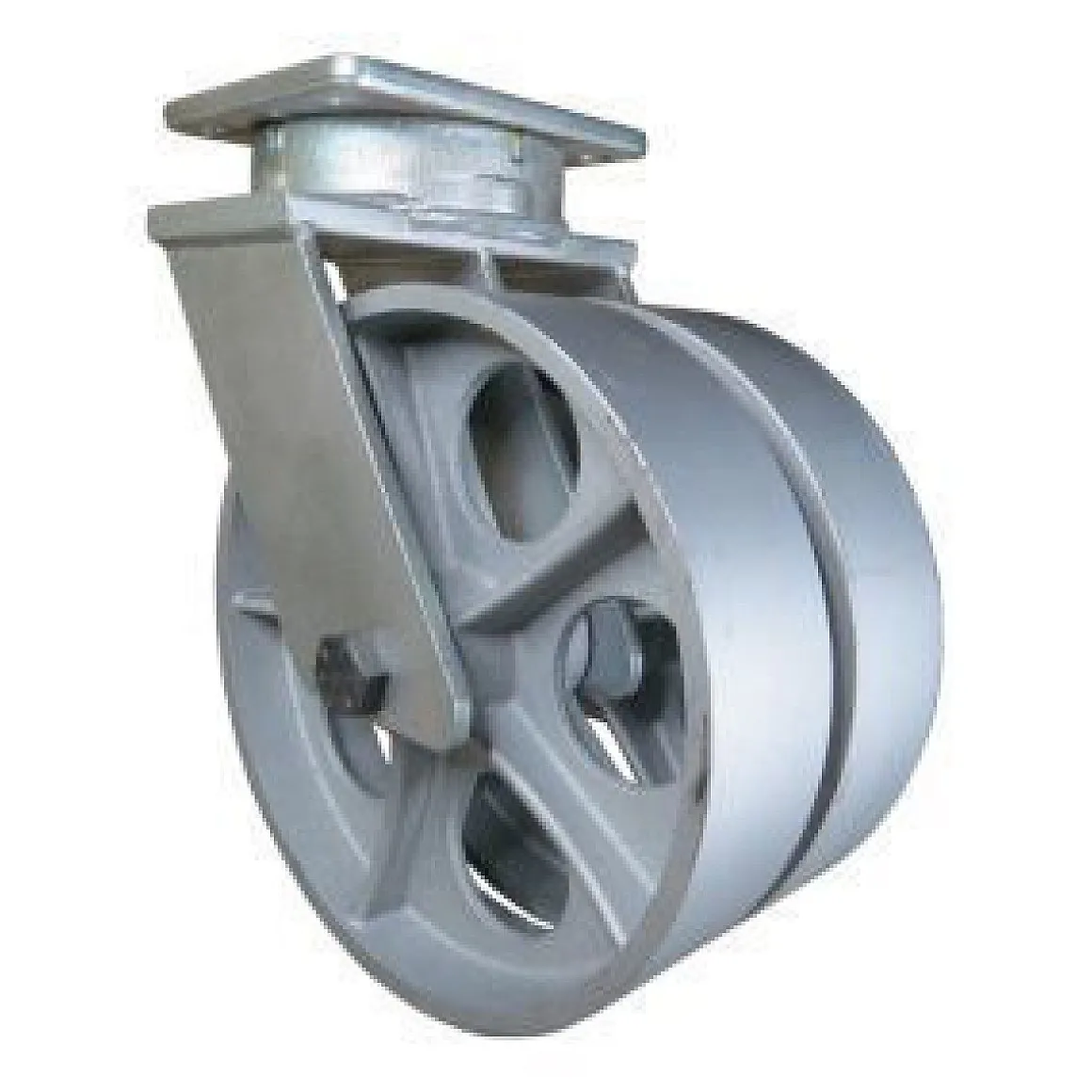 12" Dual-Wheel Cast Iron Kingpinless Swivel Caster