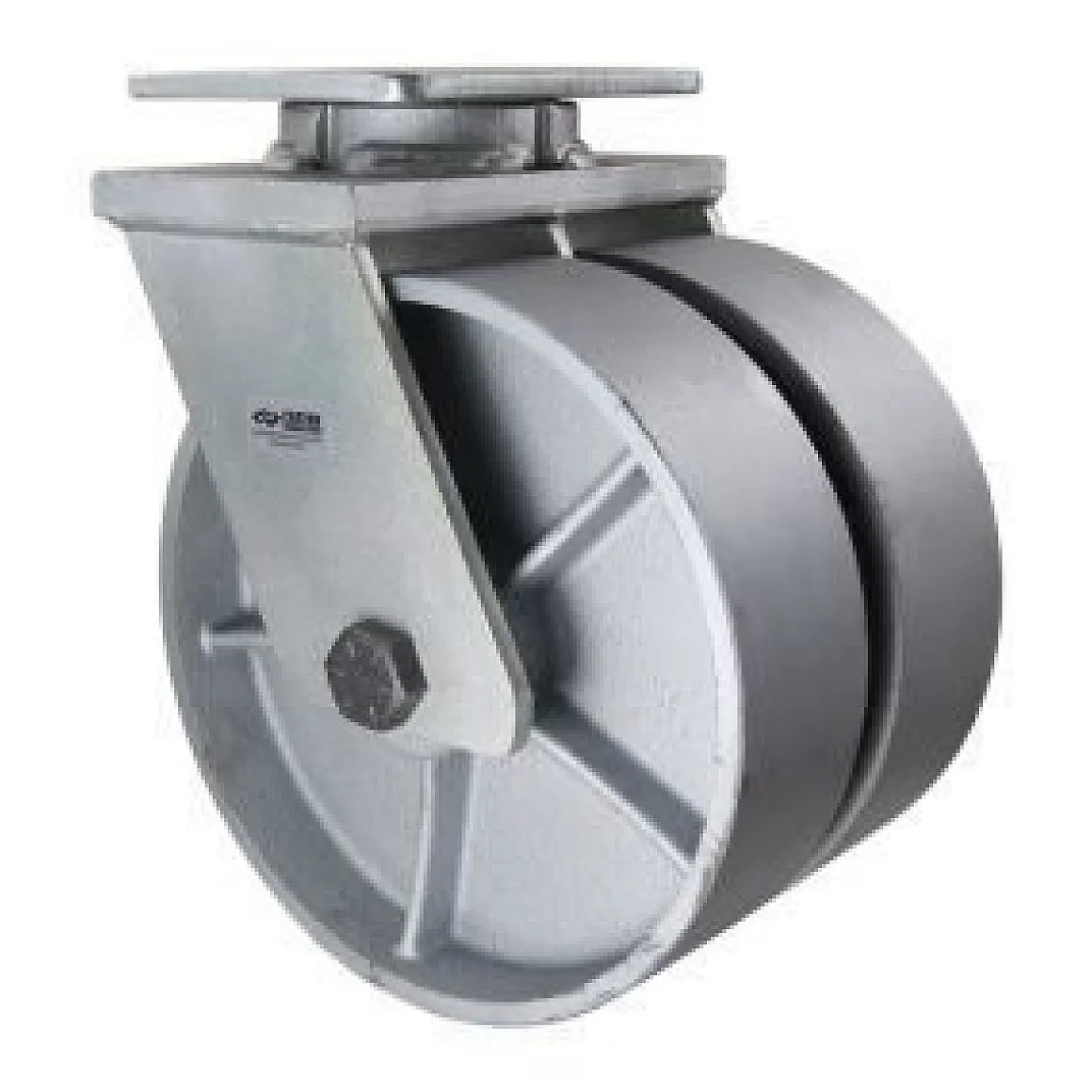 10" Dual-Wheel Cast Iron Kingpinless Swivel Caster