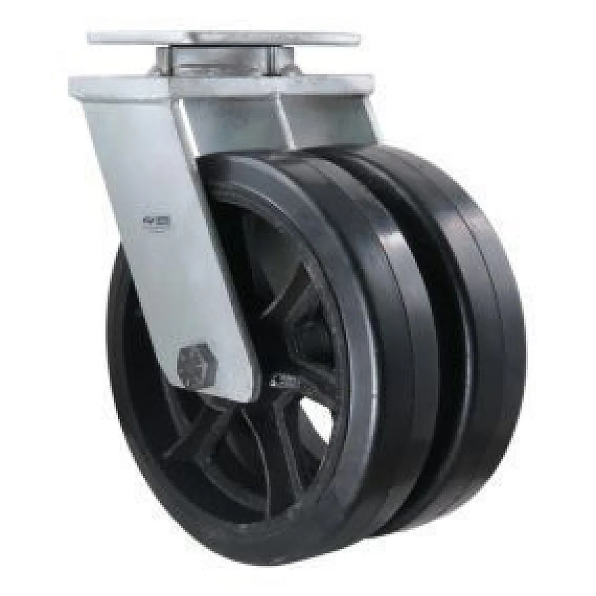 12" Dual-Wheel Mold-On Rubber Kingpinless Swivel Caster