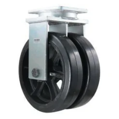 12" Dual-Wheel Mold-On Rubber Rigid Caster