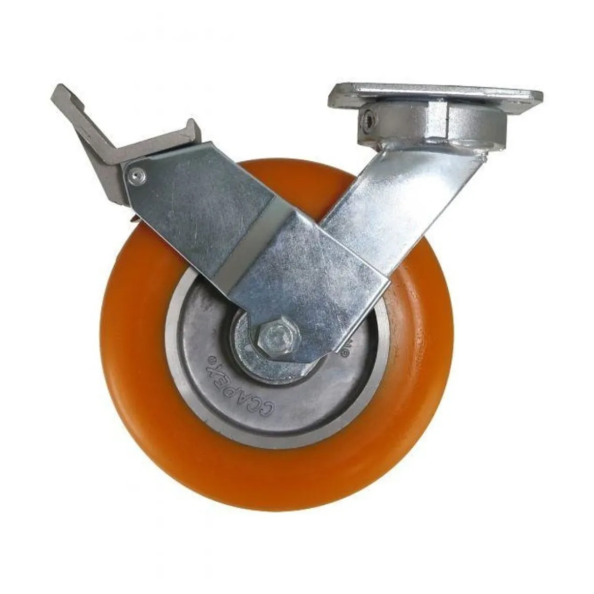 8" Special Polyurethane on Aluminum Kingpinless Swivel Caster with Face Contact Brake
