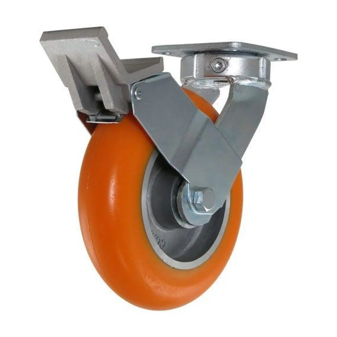 8" Special Polyurethane on Aluminum Kingpinless Swivel Caster with Face Contact Brake