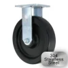 8" Stainless Steel Polyolefin Rigid Caster