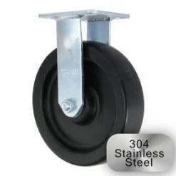 8" Stainless Steel Polyolefin Rigid Caster