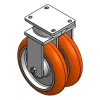 12" X 3" CC APEX HD DUAL-WHEEL RIGID CASTER TOP PLATE 6-1/4"-7-1/2"